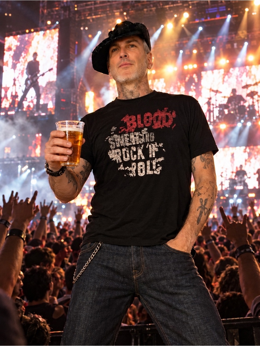 Unworn - John Varvatos USA light, cool “Blood, Sweat & Rock n Roll” t-shirt